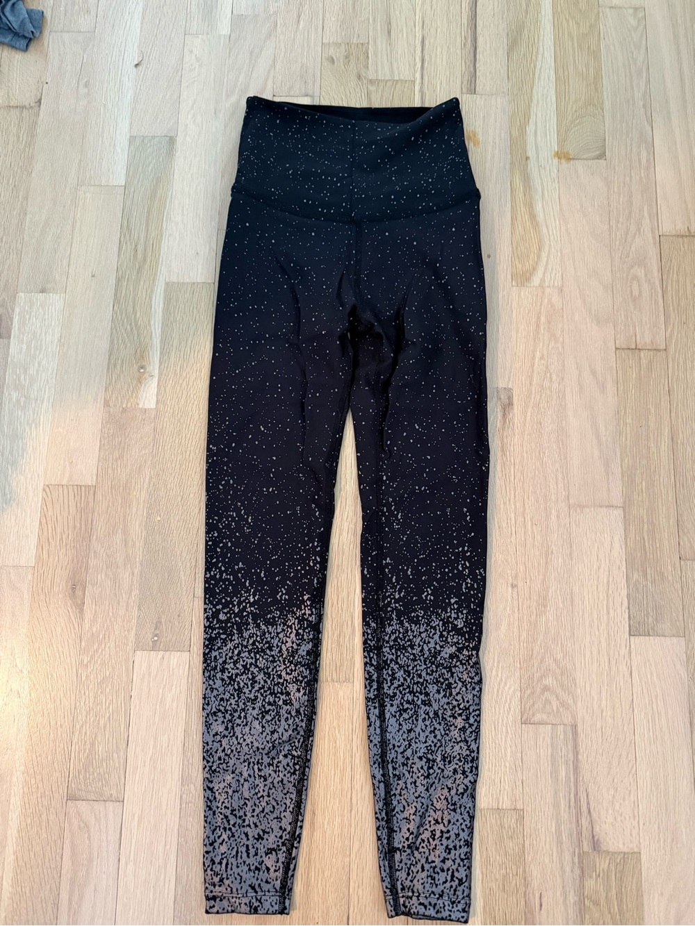 Beyond Yoga Black Leggings with White Speckle Print